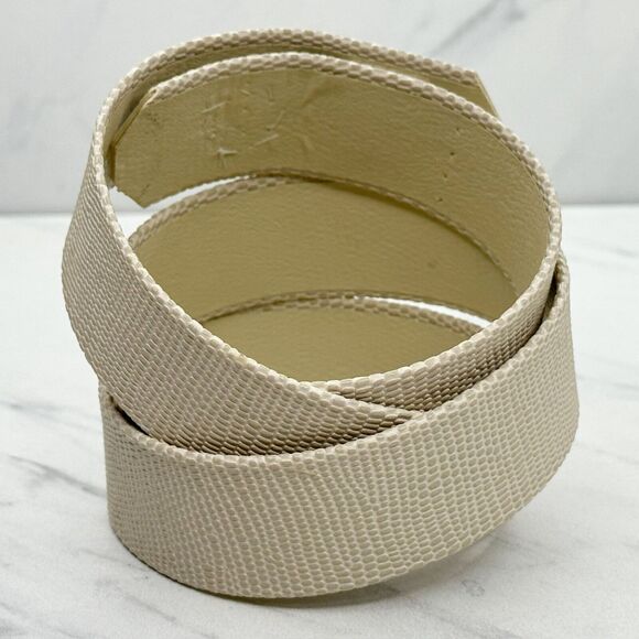 Off White Embossed Faux Leather No Buckle Belt Size Small S Womens - Picture 3 of 12